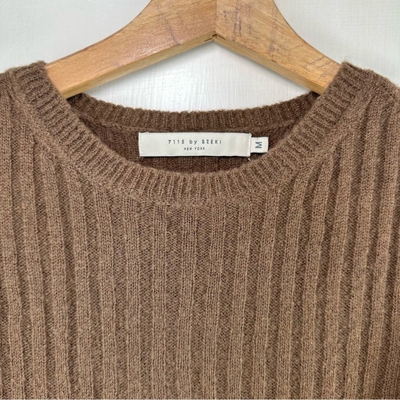 7115 BY SZEKI - MOLLY RIBBED KNIT SHORT-SLEEVE MERINO WOOL TSHIRT - Picture 4 of 6